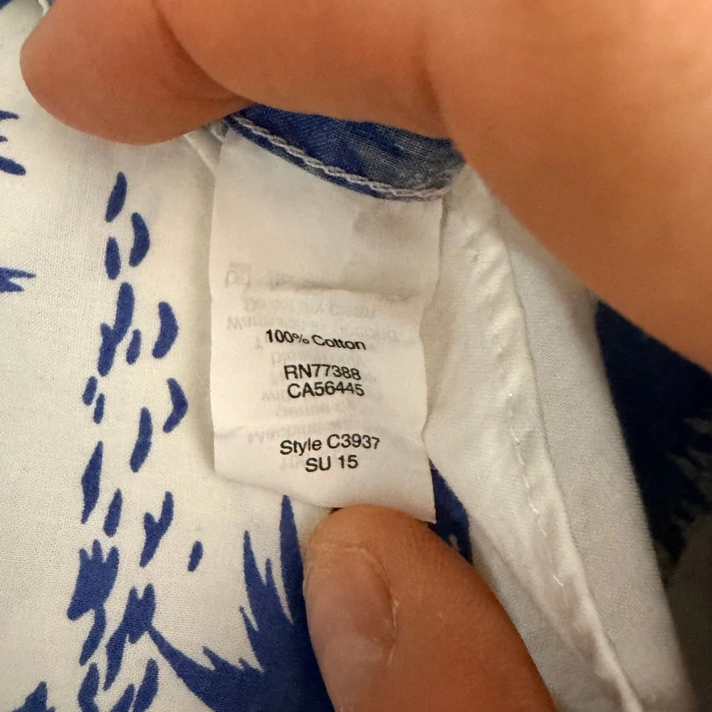 J.Crew Popover Polo Shirt Mens M Blue Tropical Sailboat Palm Tree Short Sleeve